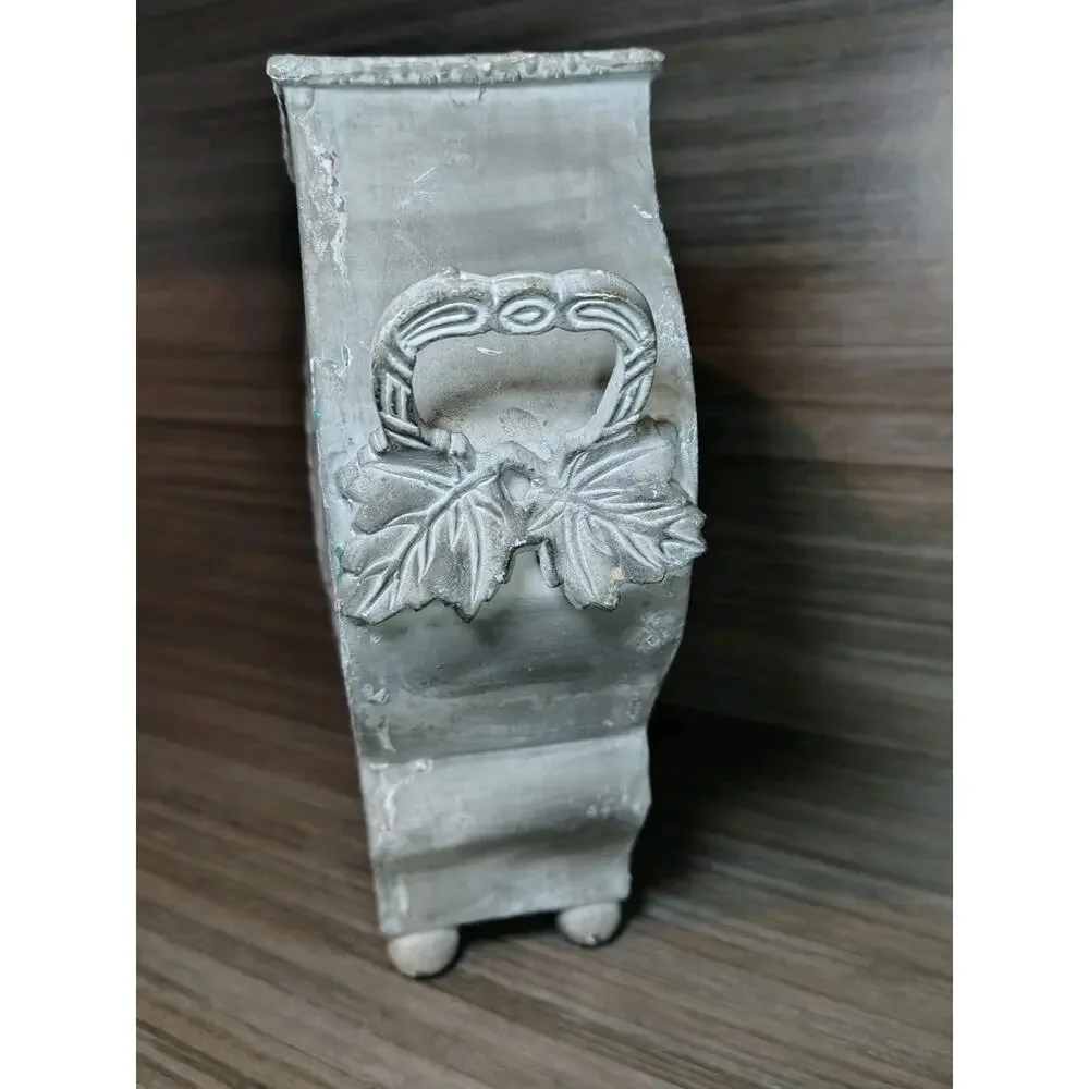 Vtg Cast Metal Footed Flower Urn Pedestal Planter Pot Vase